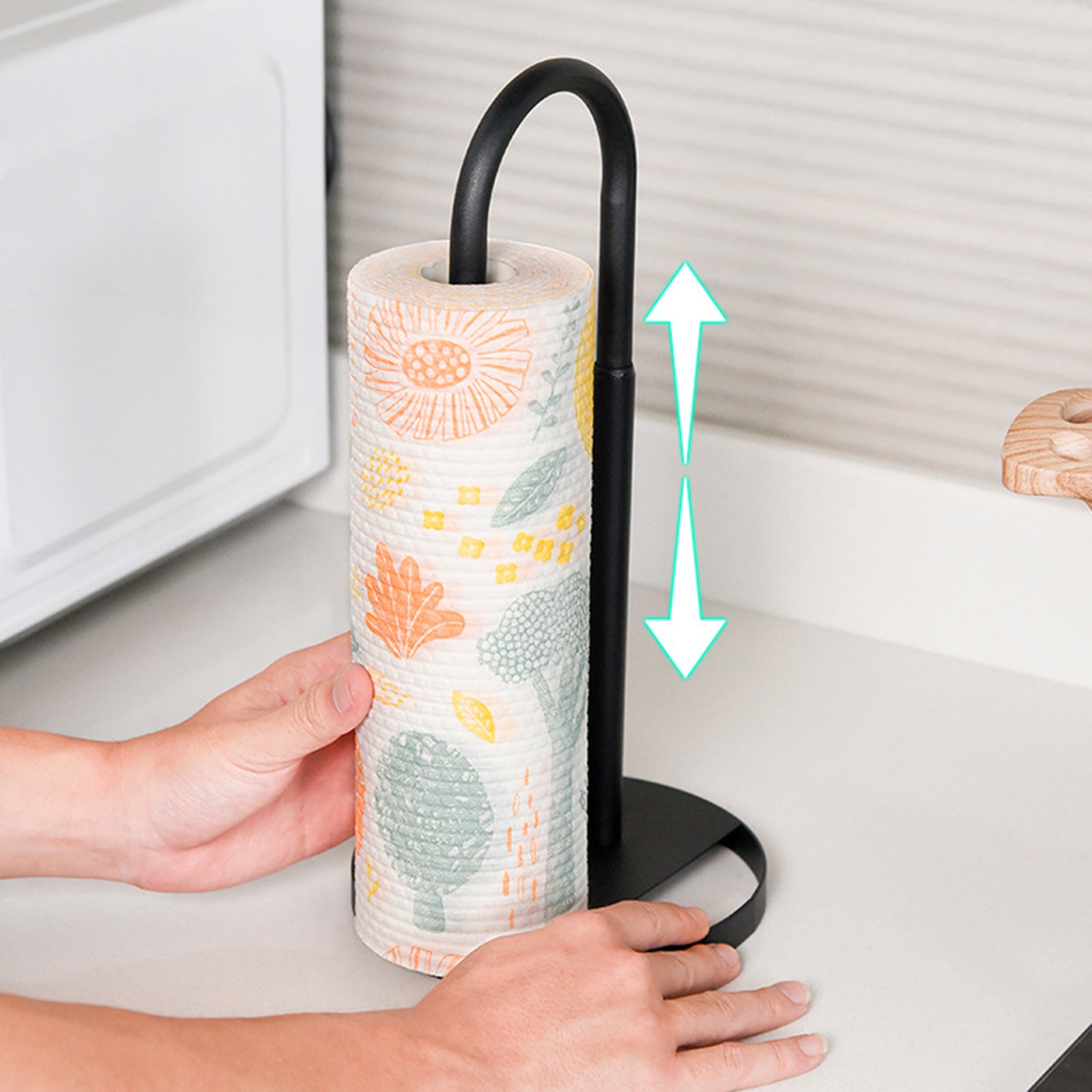 Telescopic Height Carbon Steel Desktop Roll Paper Towel Holder Rack, Arc Type Telescopic Height Carbon Steel Desktop Roll Paper Towel Holder Rack, Arc Type